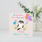 Carte Fête des mères de grand-mère mignonne Kitty Ballon (Debout devant)