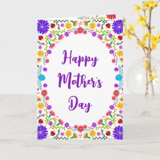 Carte Fête des Mères de la Frame Florale Mexicaine Fiest (Fleur jaune)