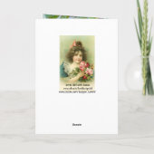 Carte Fête des mères de la petite fille aux roses roses  (Dos)