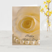 Carte Fête des mères de la Rose blanche et des perles (Fleur jaune)