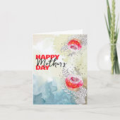 Carte Fête des mères de l'Aquarelle rouge et des fleurs  (Devant)