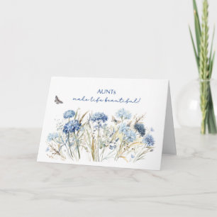 Carte Fête des mères de tante Fleurs sauvages bleu Dusty