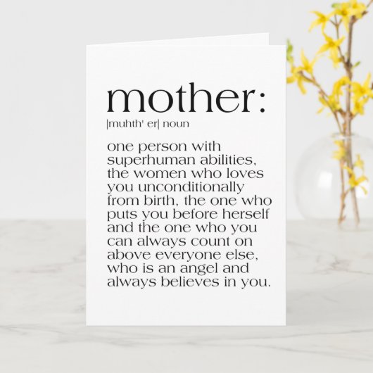 Carte Fête des mères Définition d'une mère (Fleur jaune)