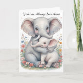 Carte Fête des mères des bébés éléphants de porc (Devant)