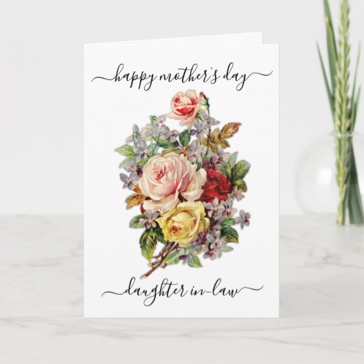 Carte Fête des Mères Design Floral Elegant Greeting Card (Devant)