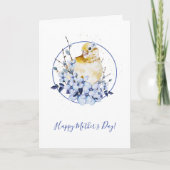 Carte Fête des mères d'oiseaux d'aquarelle (Devant)