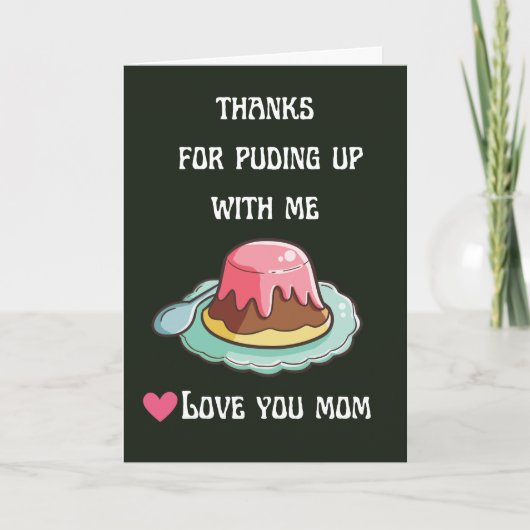Carte fête des mères drôle dire Parents puding (Devant)