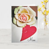 Carte Fête des mères du rose et du coeur (Fleur jaune)