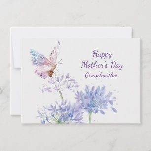 Carte Fête des Mères Elégant Jardin Butterfy Grand-mère