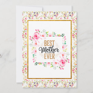 Carte Fête des Mères Élégante Florale avec Rose Rose Fér
