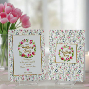 Carte Fête des Mères Élégante Florale avec Rose Rose Fér