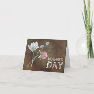 Carte Fête des Mères en chêne sauvage fleuri