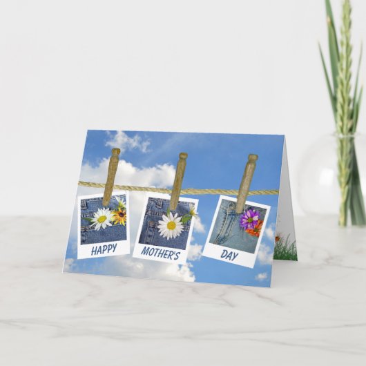 Carte Fête des mères en poche de jean bleu (Devant)