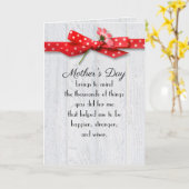 Carte Fête des mères en ruban sur bois (Fleur jaune)