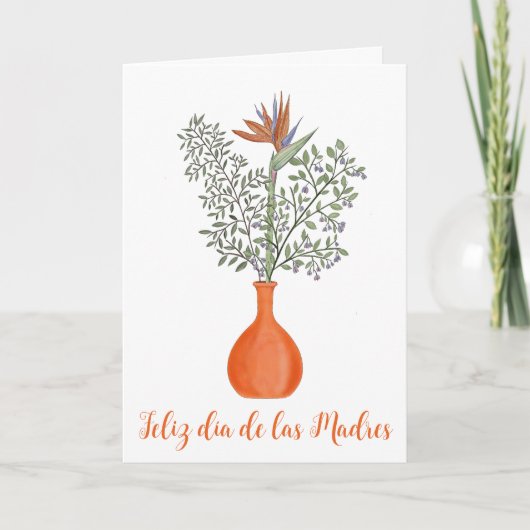 Carte Fête des Mères Espagnole Heureuse Strelitzia regin (Devant)