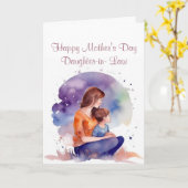 Carte Fête des mères Fille en droit Aquarelle (Fleur jaune)