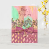 Carte Fête des Mères, Fille, Fleurs d'Aquarelle et Bow (Fleur jaune)