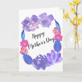 Carte Fête des mères Fleur Bleu Floral Design sur mesure (Fleur jaune)