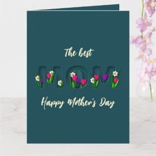 Carte Fête des Mères Fleur Thème Élégant Poème Personnal