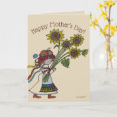 Carte Fête des mères Fleurs de soleil Ukrainienne Fille  (Fleur jaune)