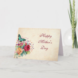 Carte Fête des Mères Fleurs & Papillon