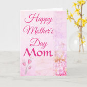 CARTE FÊTE DES MÈRES FLEURS ROSES (Fleur jaune)