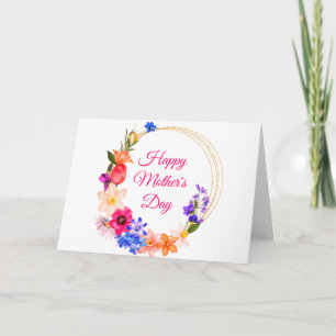 Carte Fête des Mères Fleurs sauvages roses