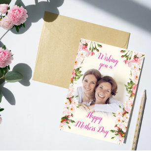 Carte Fête des mères florales roses - American Mom & Dau