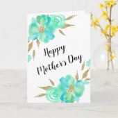Carte Fête des mères Gold Turquoise Floral Custom Design (Fleur jaune)