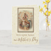 Carte Fête des mères grand-mère Nana Vierge Marie Jésus (Fleur jaune)