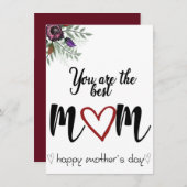 Carte fête des Mères Heureuse (Devant / Derrière)