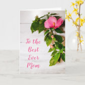 Carte Fête des Mères Hibiscus Rose La Meilleure Maman Qu (Fleur jaune)
