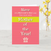 Carte Fête des Mères Humour de la nièce Mère de l'année  (Fleur jaune)