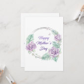 Carte Fête des mères joyeuse et personnalisée de la flor (Devant/Arrière en situation)