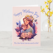 Carte Fête des Mères joyeuse Mère et Fils (Fleur jaune)