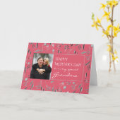 Carte Fête des mères joyeuses de la flore rose foncée GR (Fleur jaune)