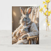 Carte Fête des mères lapin et lapin bébé (Fleur jaune)