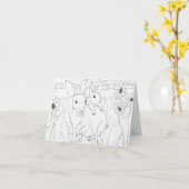 Carte Fête des Mères Lapins de Pâques Mignons (Fleur jaune)