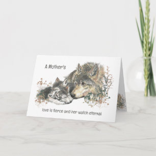 Carte Fête des Mères Loup Maman Amour Fierce Veille Éter