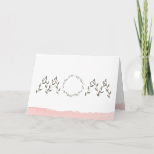 Carte Fête des mères Maman Aquarelle rose Floral Salutat