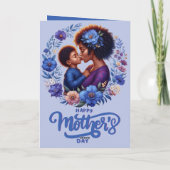 Carte Fête des mères maman et fils afro-américains (Dos)