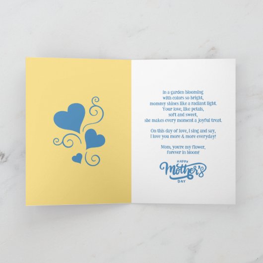 Carte Fête des mères Maman & Fils Bleu/Jaune (Intérieur)