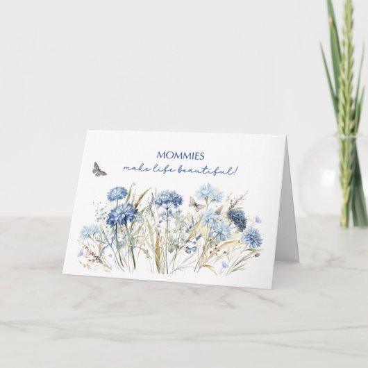 Carte Fête des mères maman Fleurs sauvages bleu Dusty (Devant)