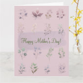 CARTE FÊTE DES MÈRES (MAUVE CLAIR) (Fleur jaune)