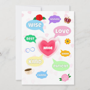 Carte Fête des mères Meilleure maman Mot Nuages Reine Co