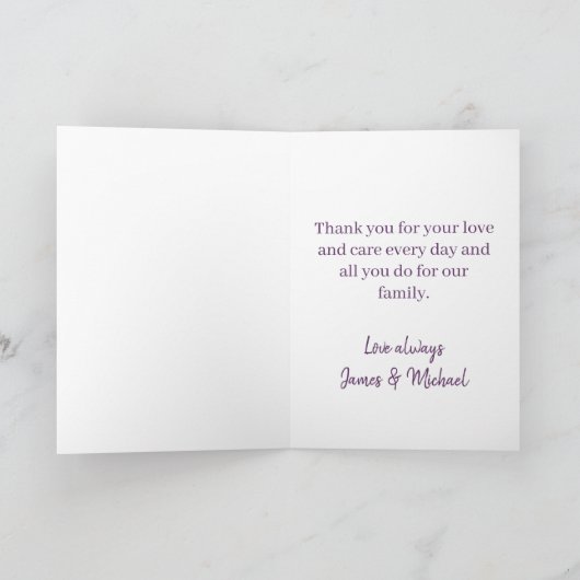 Carte Fête des Mères, mère et fils heureux (Intérieur)