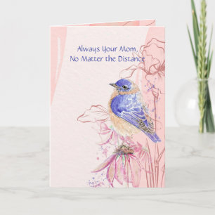 Carte Fête des Mères Oiseau Bleu à Distance Jardin