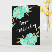 Carte Fête des Mères Or Turquoise bleu Floral Custom Des (Fleur jaune)