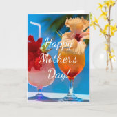 Carte fête des mères orange et rose de l'océan (Fleur jaune)