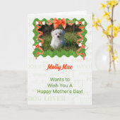 Carte Fête des Mères Orange et Vert du chien (Fleur jaune)